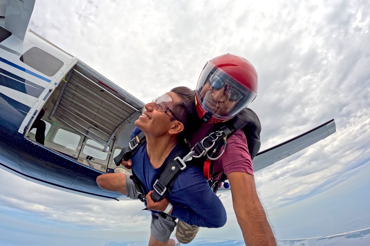 Skydiving in New York by the ocean