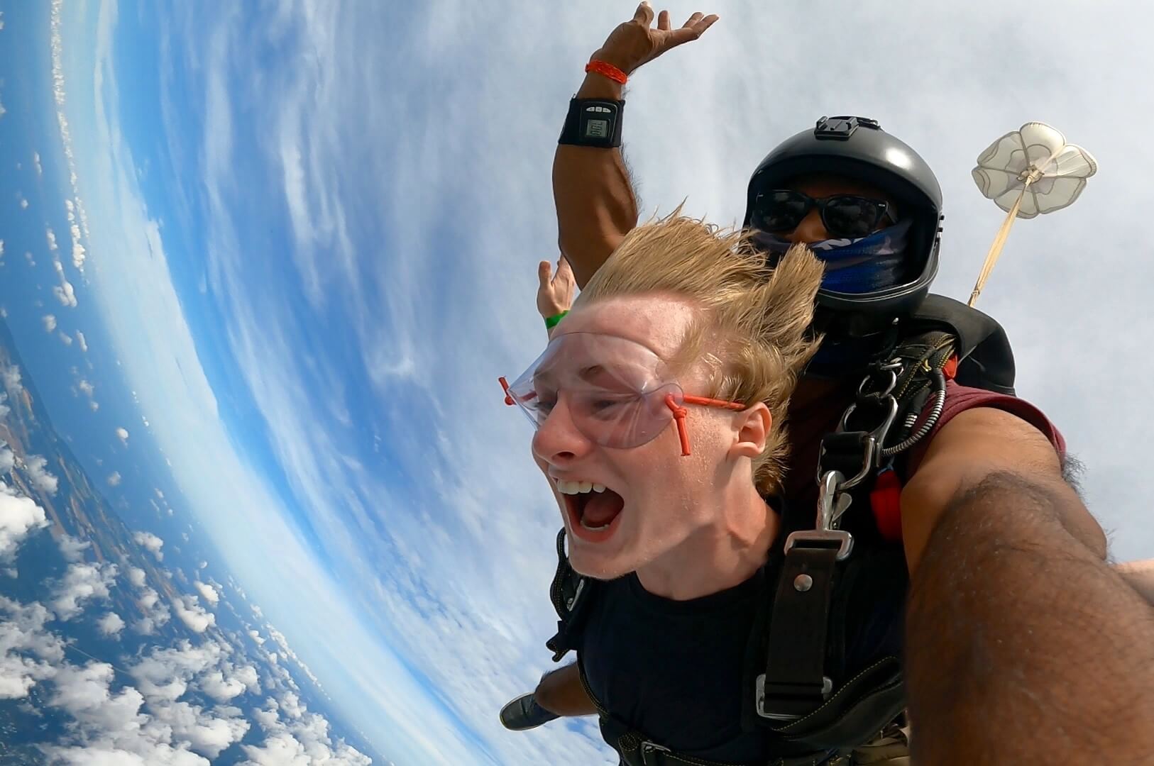 Freefall skydive above New York