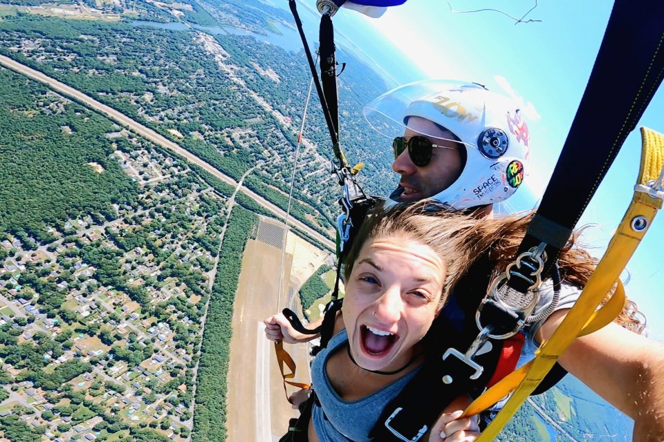 Having fun while skydiving in New York