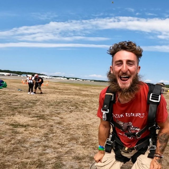 The adrenaline rush after the skydive.