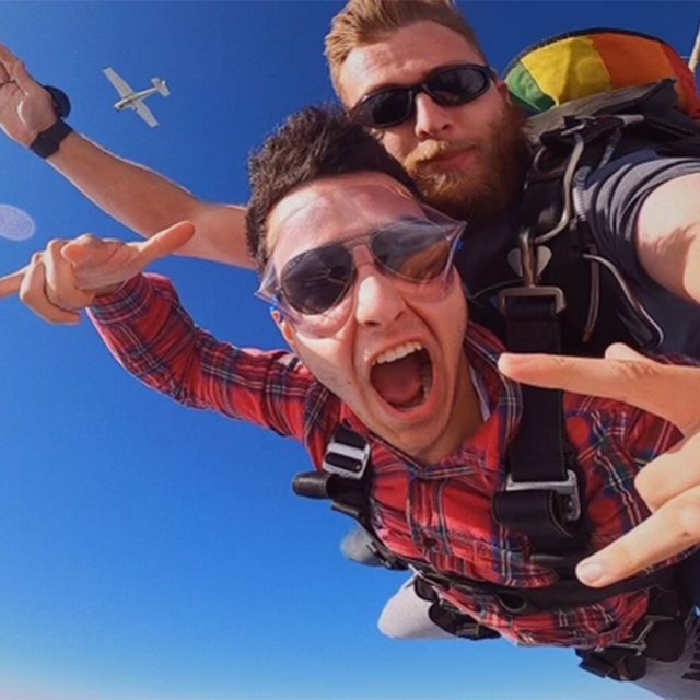 Skydiving with sunglasses