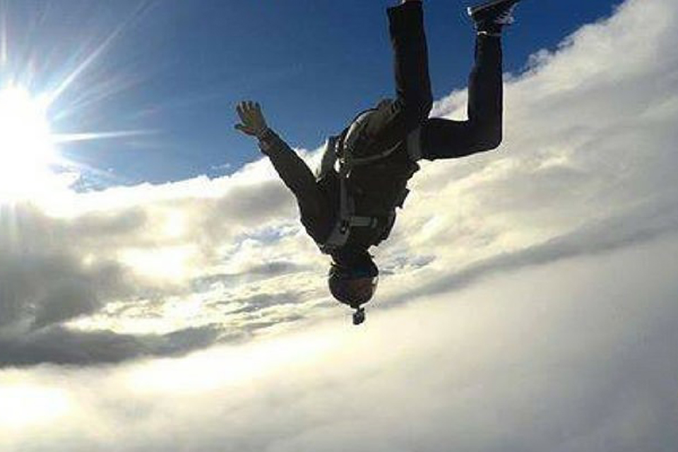 Skydiving in the clouds